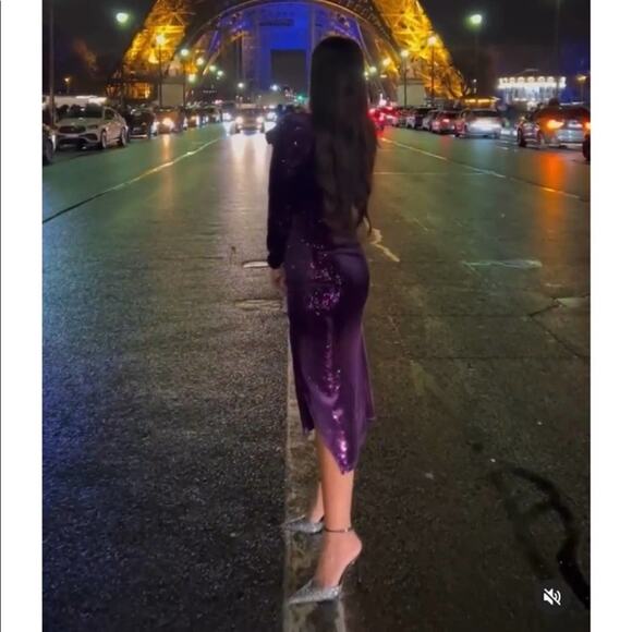 ZARA Purple SEQUIN MIDI DRESS Size Extra Small XS - Picture 6 of 15